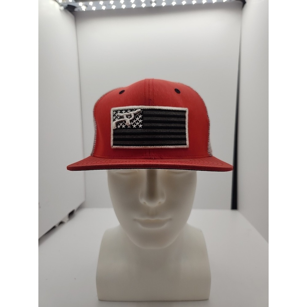 Rope Smart Snapback Hat With American Flag-Red With Mesh